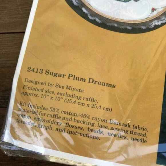 Sugar Plum Dreams Vintage Counted Cross Stitch Pillow Kit by Creative Circle - Picture 3 of 6